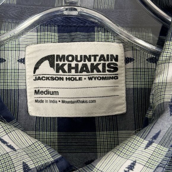 Mountain Khakis Shirt Men Medium Blue Green Plaid Rodeo Shirt Pearl Snap Western - Picture 6 of 10
